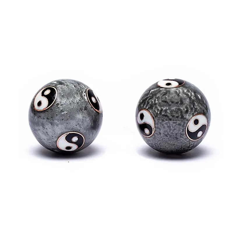 Baoding balls - Čínske meditačné guličky- Yin Yang Tai Chi šedé - 4cm