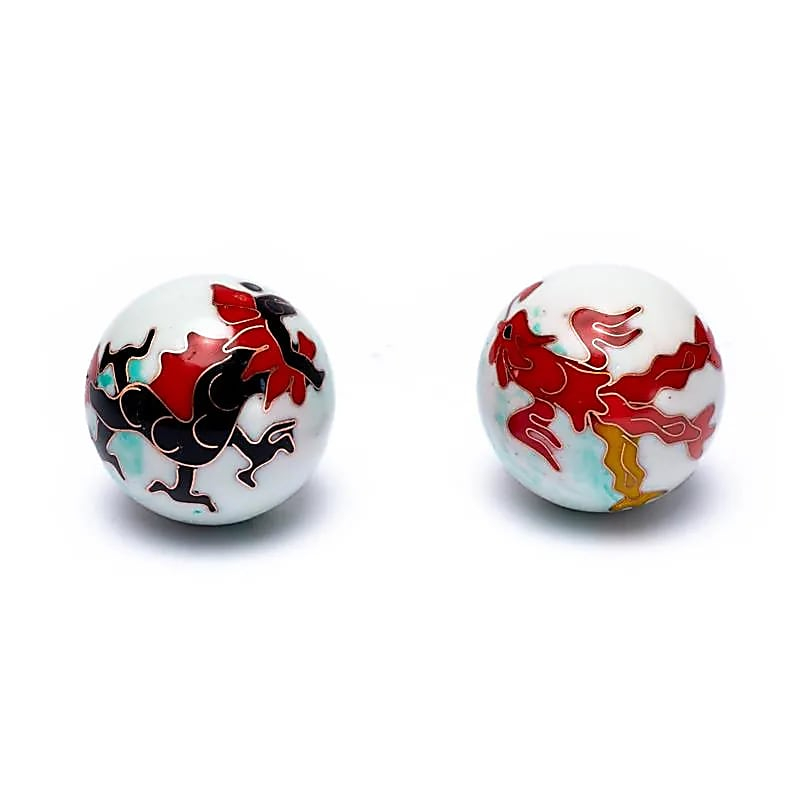 Baoding balls - Čínske meditačné guličky Drak a Fénix, biele  - 3,5cm