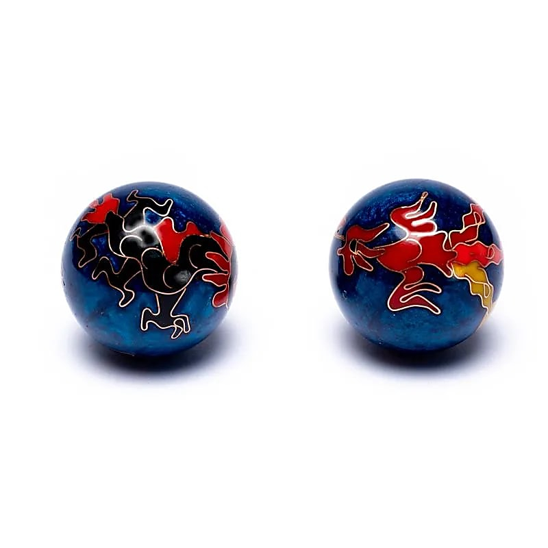 Baoding balls - Čínske meditačné guličky Drak a Fénix, tmavo modré - 3,5cm