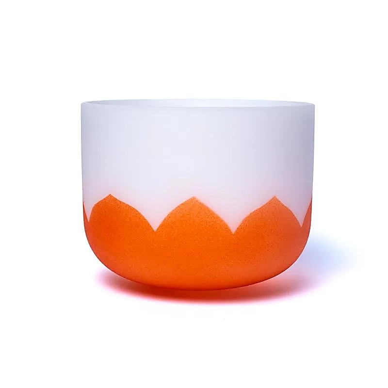 Oranžová kryštálová spievajúca miska Lotos - Chakra 2 - 20cm, D-tón, 432Hz