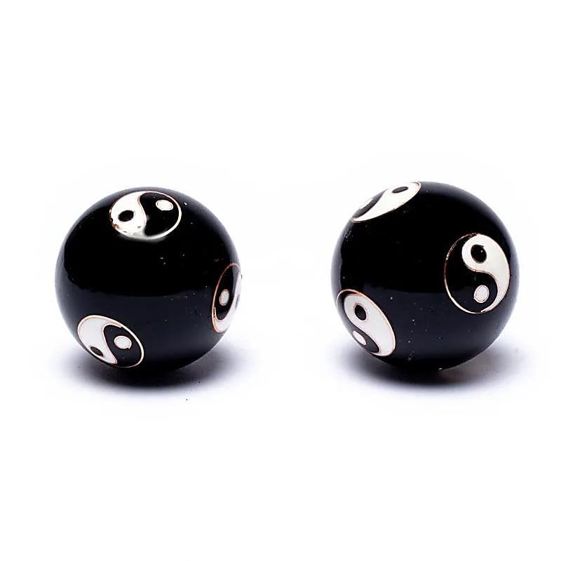 Baoding balls - Čínske meditačné guličky - Yin Yang Tai Chi čierne - 3,5cm